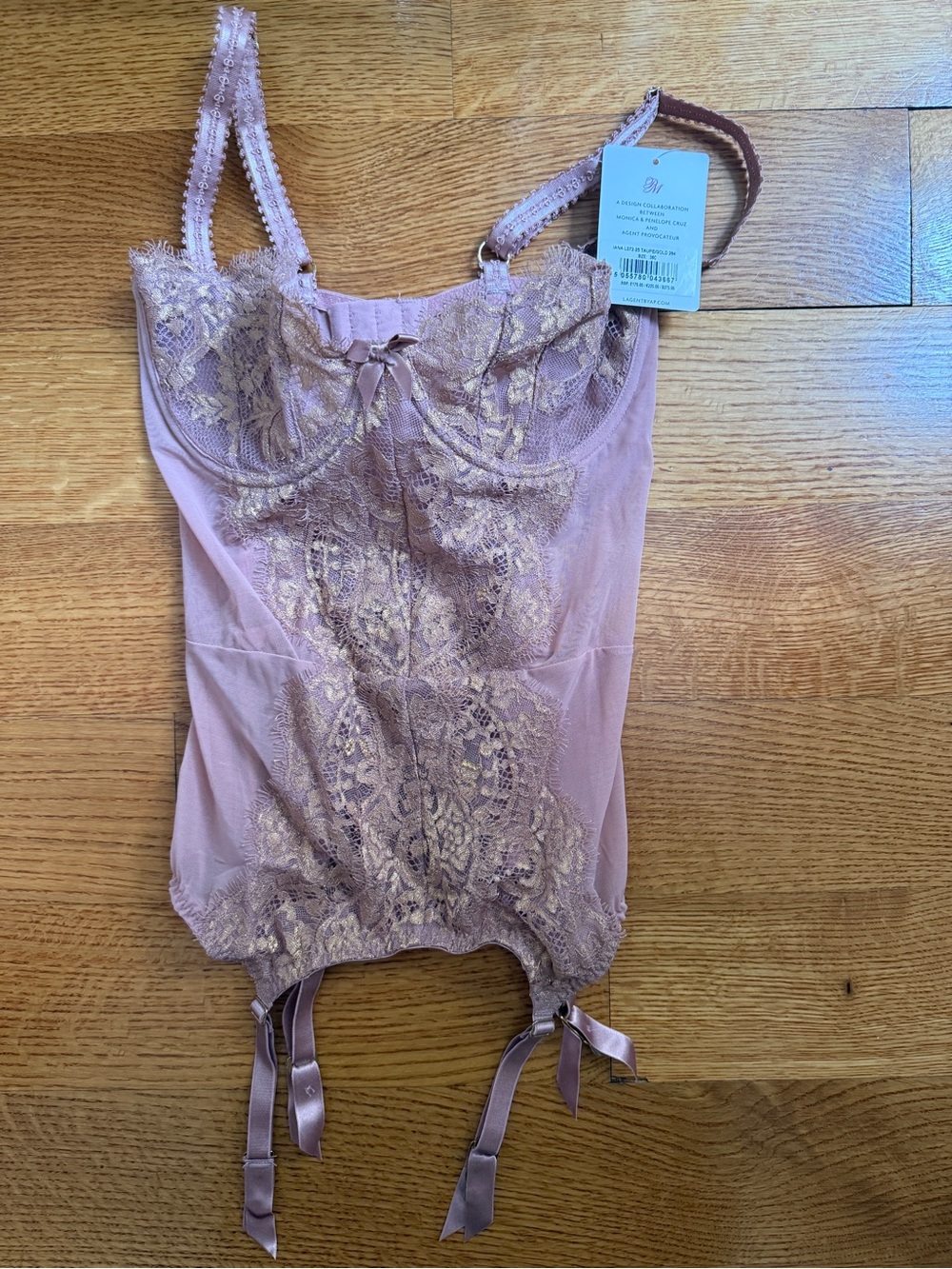 Agent Provocateur Iana Basque Corset Monica Penélope Cruz Taupe Gold 36C NWT